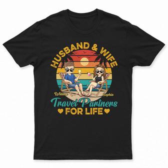 Husband And Wife Travel Partners For Life Custom T-Shirt - Thegiftio UK