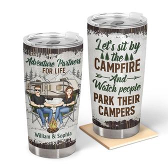 Camping Couple Adventure Partners For Life Custom Tumbler - Thegiftio UK