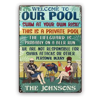 Swim At Your Own Risk Personalized Metal Sign - Funny Gift - Thegiftio UK