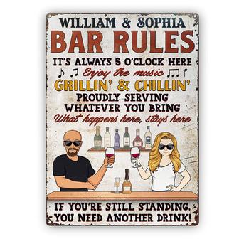 Bar Rules What Happens Here Custom Metal Sign - Couples Gift - Thegiftio UK