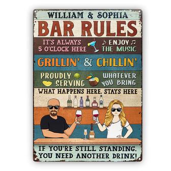 Bar Rules What Happens Here Custom Metal Sign - Couples Gift - Thegiftio UK