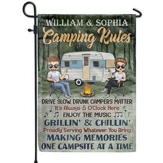 Camping Rules Drive Slow Custom Flag - Gift for Couples - Thegiftio UK
