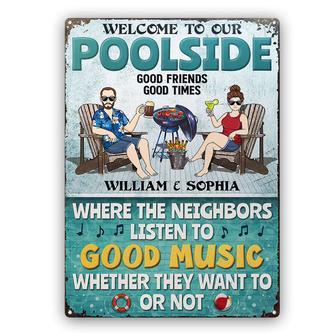 Poolside Grilling Personalized Metal Sign - Gift for Couples - Thegiftio UK