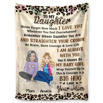 Never Forget How Much I Love You Leopard Pattern Mom - Gift For Daughters - Personalized Fleece Blanket, Sherpa Blanket - Thegiftio UK