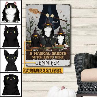 A Magical Garden Witch Lives Here With Black Cat Custom - Thegiftio UK