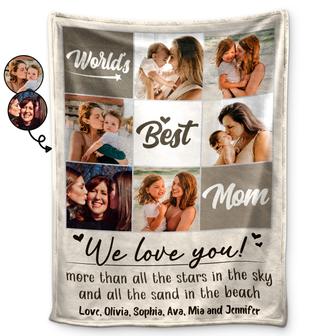 Custom Photo We Love You More Than All The Stars - Gift For Mom - Personalized Fleece Blanket - Thegiftio UK