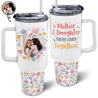 Custom Photo Mother Daughter Son Forever Linked Together - Thegiftio UK