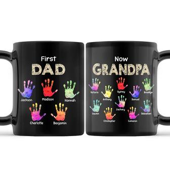 First Dad Now Grandpa Handprints Custom Mug - Gift for Dad - Thegiftio UK