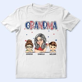 Grandma And Grandkids Stars And Stripes Custom T-Shirt - Thegiftio UK