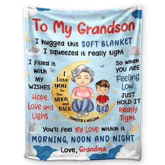 Granddaughter Grandson Hug This Soft Blanket - Personalized Fleece Blanket, Sherpa Blanket - Thegiftio UK