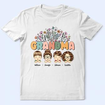 Grandma Nana Floral Title Custom T-Shirt - Gift for Grandma - Thegiftio UK