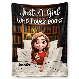 Just A Girl Who Loves Books 3D Effect - Personalized Fleece Blanket, Sherpa Blanket - Thegiftio UK