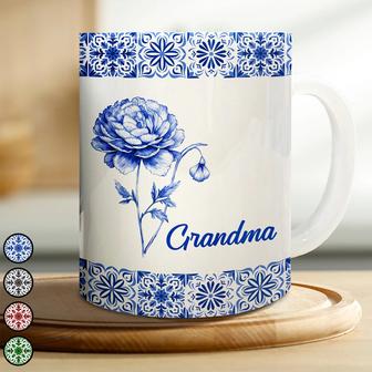 Mediterranean Pattern Birth Month Flower Custom Mug - Gift - Thegiftio UK