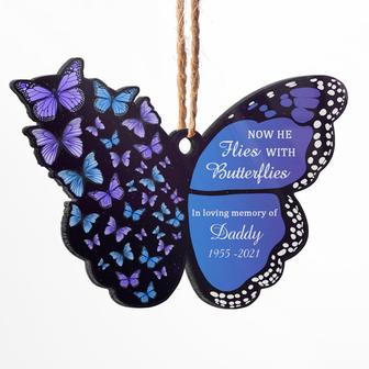Now She Flies With Butterflies Personalized Ornament - Gift - Thegiftio UK