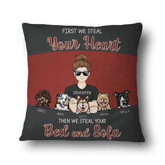 We Steal Your Heart Custom Pillow - Gift for Dog Lovers - Thegiftio UK