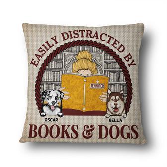 Distracted By Books & Dogs Custom Pillow - Thegiftio UK