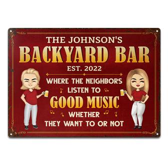 Backyard Bar Listen To Good Music Personalized Metal Sign - Thegiftio UK