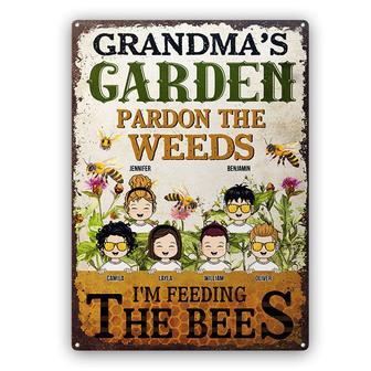 Grandma's Garden Feeding The Bees Personalized Metal Sign - Thegiftio UK