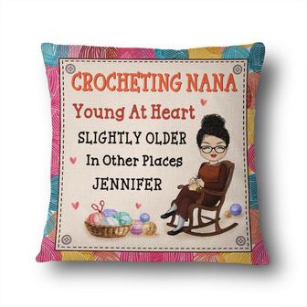 Grandma Crocheting Nana Young At Heart Custom Pillow - Gift - Thegiftio UK
