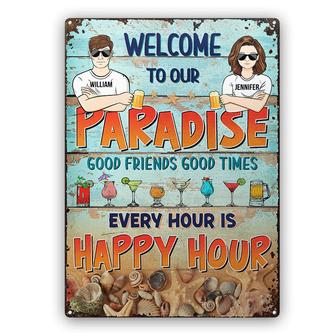 Couple Welcome To Our Paradise Personalized Metal Sign - Thegiftio UK