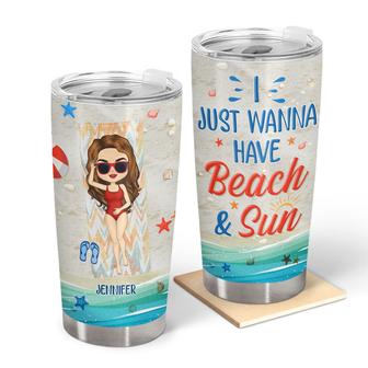 Chibi Girl I Just Wanna Have Beach And Sun Custom Tumbler - Thegiftio UK