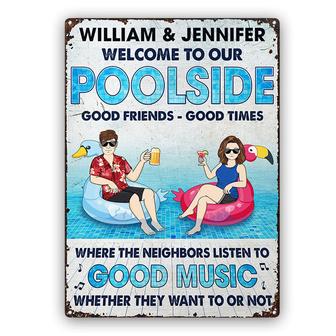 Couple Welcome Poolside Custom Metal Sign - Gift for Couple - Thegiftio UK