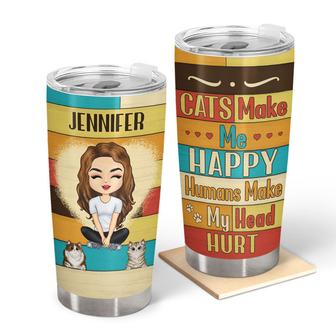 Cat Mom Cats Make Me Happy Custom Tumbler - Cat Lovers Gift - Thegiftio UK