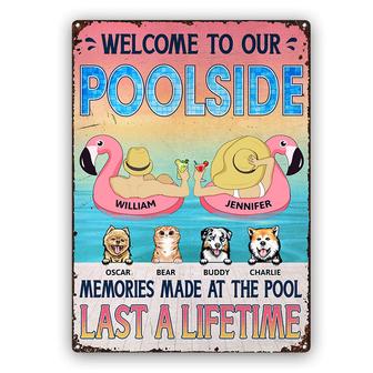 Dog Lovers Memories Made At The Pool Custom Metal Sign - Thegiftio UK