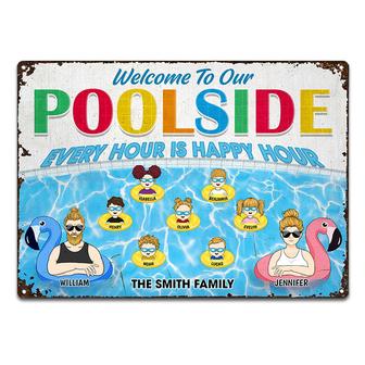 Family Pool Every Hour Custom Metal Sign - Gift for Couples - Thegiftio UK