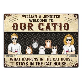 Couple What Happens In The Cat House Custom Metal Sign - Thegiftio UK