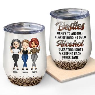 Chibi Besties Keeping Each Other Sane Custom Wine Tumbler - Thegiftio UK