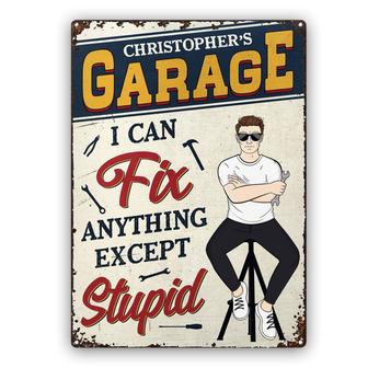 Retro Garage Fix Anything Except Stupid Custom Metal Sign - Thegiftio UK