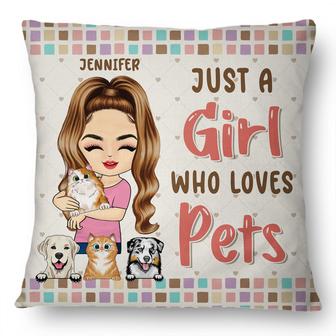 Just A Girl Who Loves Pets Personalized Pillow - Thegiftio UK