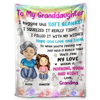 Grandma Mother Hugged This Soft Blanket - Gift For Granddaughter, Grandson, Kids - Personalized Fleece Blanket - Thegiftio UK