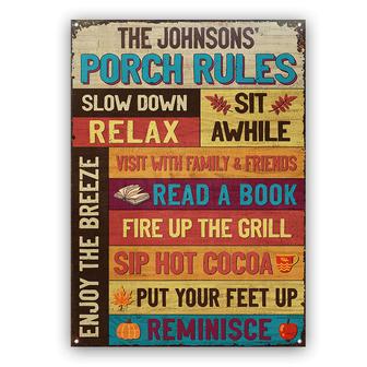 Autumn Porch Rules Enjoy The Breeze Custom Metal Sign - Gift - Thegiftio UK