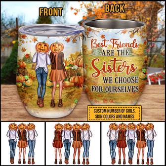 Autumn Pumpkin Bestie Custom Wine Tumbler - Gift for BFF - Thegiftio UK