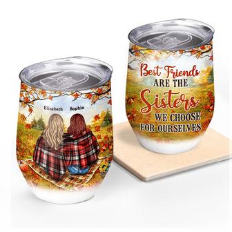 Autumn Flannel Bestie Custom Wine Tumbler - Gift for BFF - Thegiftio UK