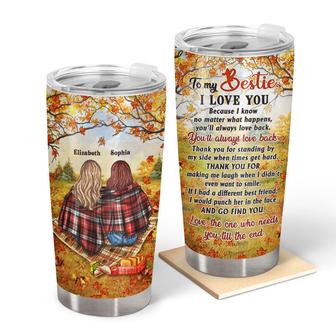 Autumn Flannel Bestie I Love You Custom Tumbler - BFF Gift - Thegiftio UK