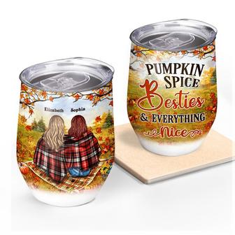 Personalized Autumn Flannel Bestie Pumpkin Spice Custom Wine - Thegiftio UK