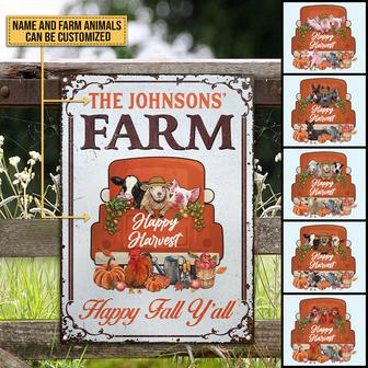 Autumn Farm Happy Harvest Custom Metal Sign - Fall Gift - Thegiftio UK