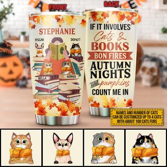 Autumn Book Cat And Fall Lovers Custom Tumbler - Fall Gift - Thegiftio UK