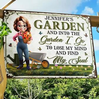 And Into The Garden I Go Personalized Metal Sign - Thegiftio UK