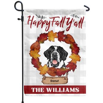 Autumn Dog Happy Fall Y'all Personalized Flag - Thegiftio UK