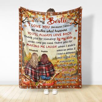 Autumn Flannel Bestie I Love You - Personalized Custom Blanket - Thegiftio UK