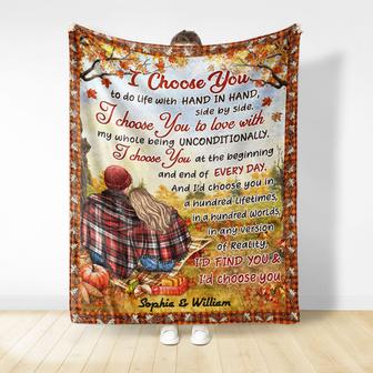 Autumn Flannel Couple I Choose You - Personalized Custom Blanket - Thegiftio UK