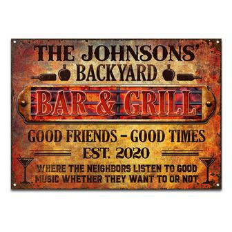 BBQ Backyard Bar & Grill Listen To Good Music Custom Metal - Thegiftio UK