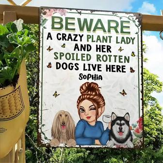 A Crazy Plant Lady & Her Spoiled Rotten Dogs Custom Metal - Thegiftio UK