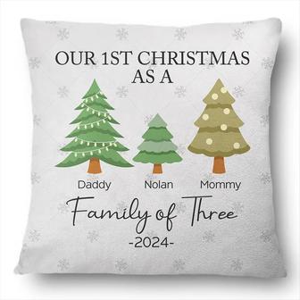 First Christmas As A Family Of Three Personalized Pillow - Thegiftio UK