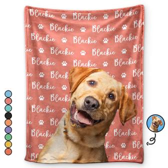Custom Photo Dog Cat Face With Name - Personalized Fleece Blanket, Sherpa Blanket - Thegiftio UK