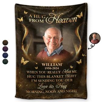 Custom Photo A Hug From Heaven Family Memorial - Personalized Fleece Blanket, Sherpa Blanket - Thegiftio UK